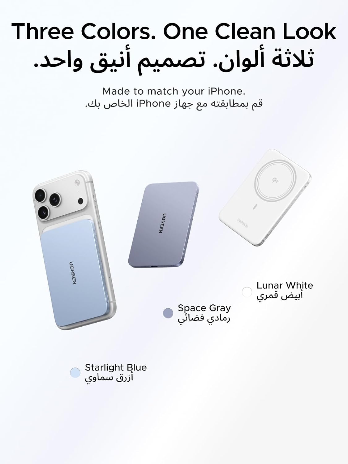 UGREEN MagSafe Power Bank 5000mAh Ultra-Slim Qi2 15W Wireless Charging Grey - الصورة 8