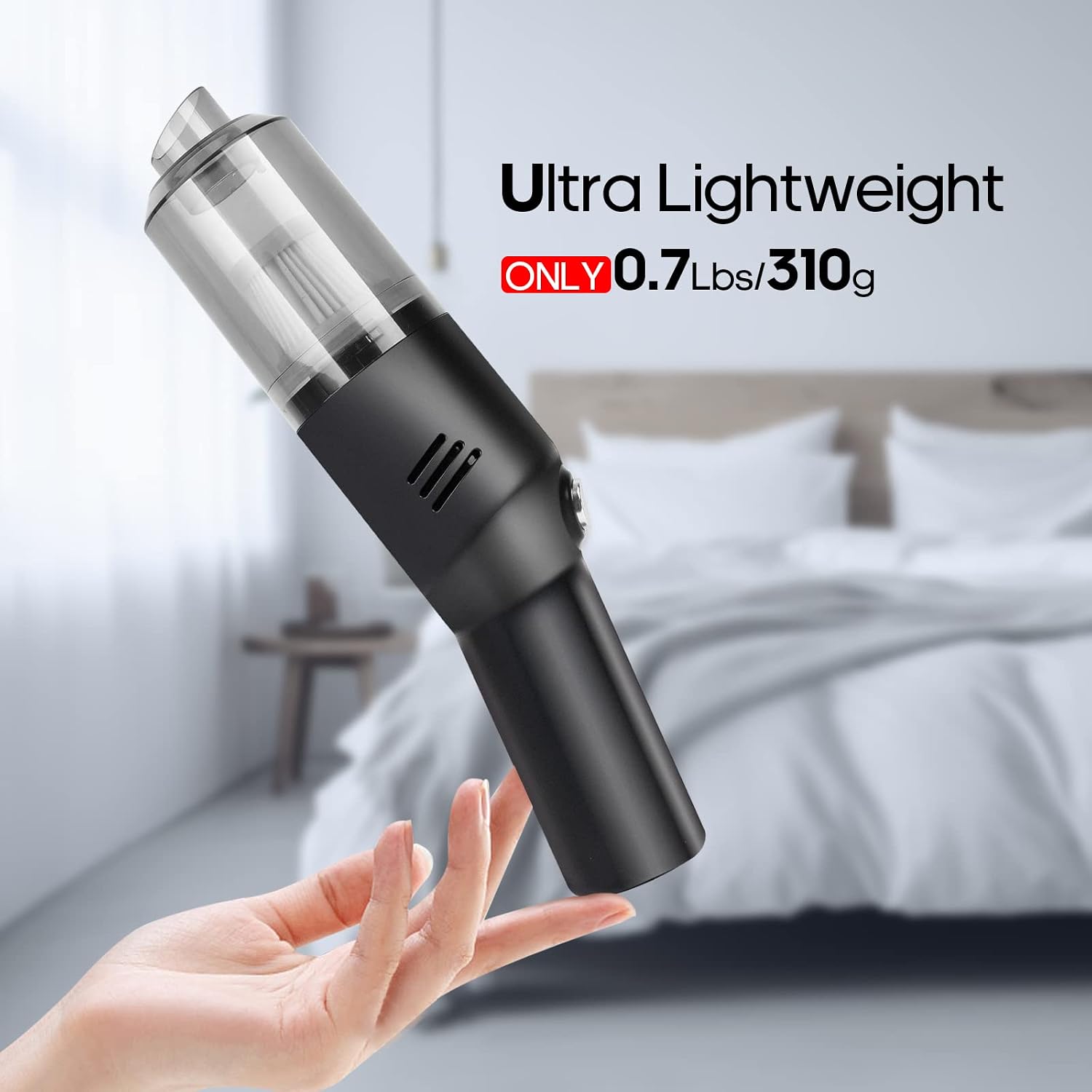 Auloea Cordless Portable Mini Car Vacuum Cleaner, Powerful (400g) Handheld Vacuum Cleaner, Cordless Rechargeable, Black, Hand Vacuum Cleaner for Car/Desk - الصورة 3