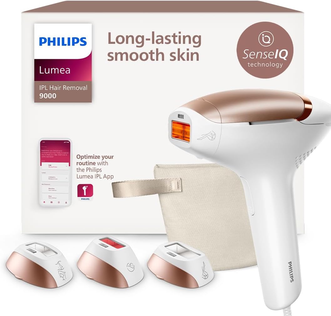 Philips Lumea 8000 Series, IPL Laser Hair Removal Device, Permanent Laser Hair Reduction, SmartSkin Sensor, 60 Days Money Back Guarantee, Clinically Proven Performance, 3 Attachments, Model BRI937/02