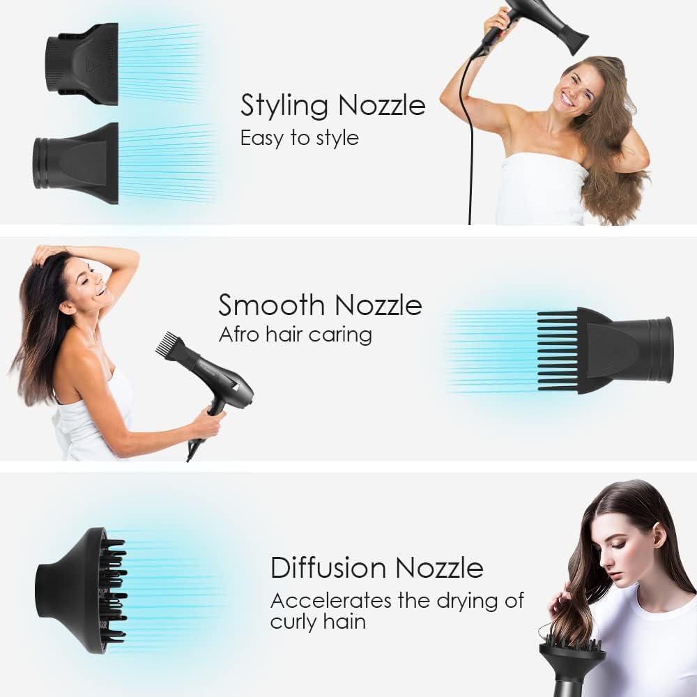 Faszin Ionic Hair Dryer, Salon Professional Blow Dryer 2400W AC Motor Fast Drying with 2 Speed, 3 Heat Setting, Cool Button, with Diffuser, Nozzle, Concentrator Comb for Curly and Straight Hair - الصورة 6