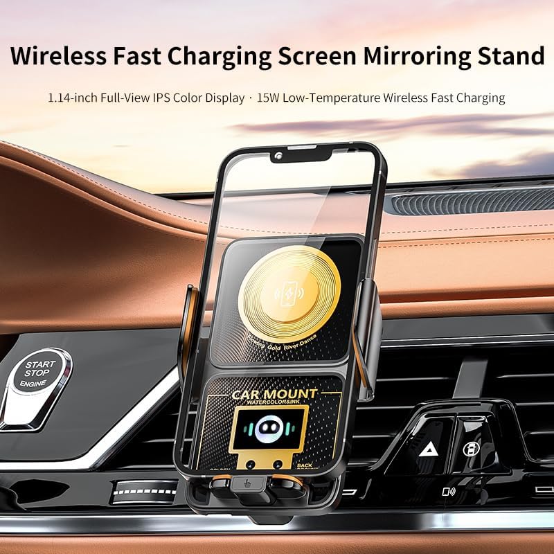 Wireless Car Charger Mount, Auto Clamping Car Phone Holder with Infrared Sensor, Air Vent Mount, Fast Wireless Charging, 360° Rotation, Compatible with iPhone, Samsung Galaxy and More - الصورة 2