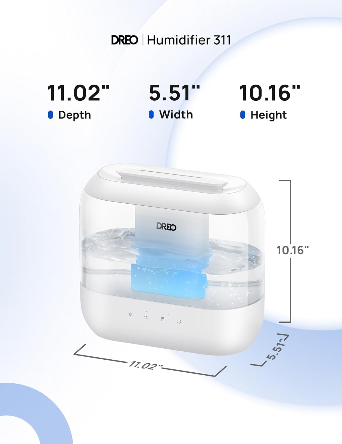 DREO Humidifier for Bedroom Baby, 4L Cool Mist Supersized Humidifiers for Home, 28 dB Quiet Air Humidifier for Room, Oil Diffuser, 36H Runtime, Night Light, Top-Fill, Easy to Clean & Fill, White - الصورة 9