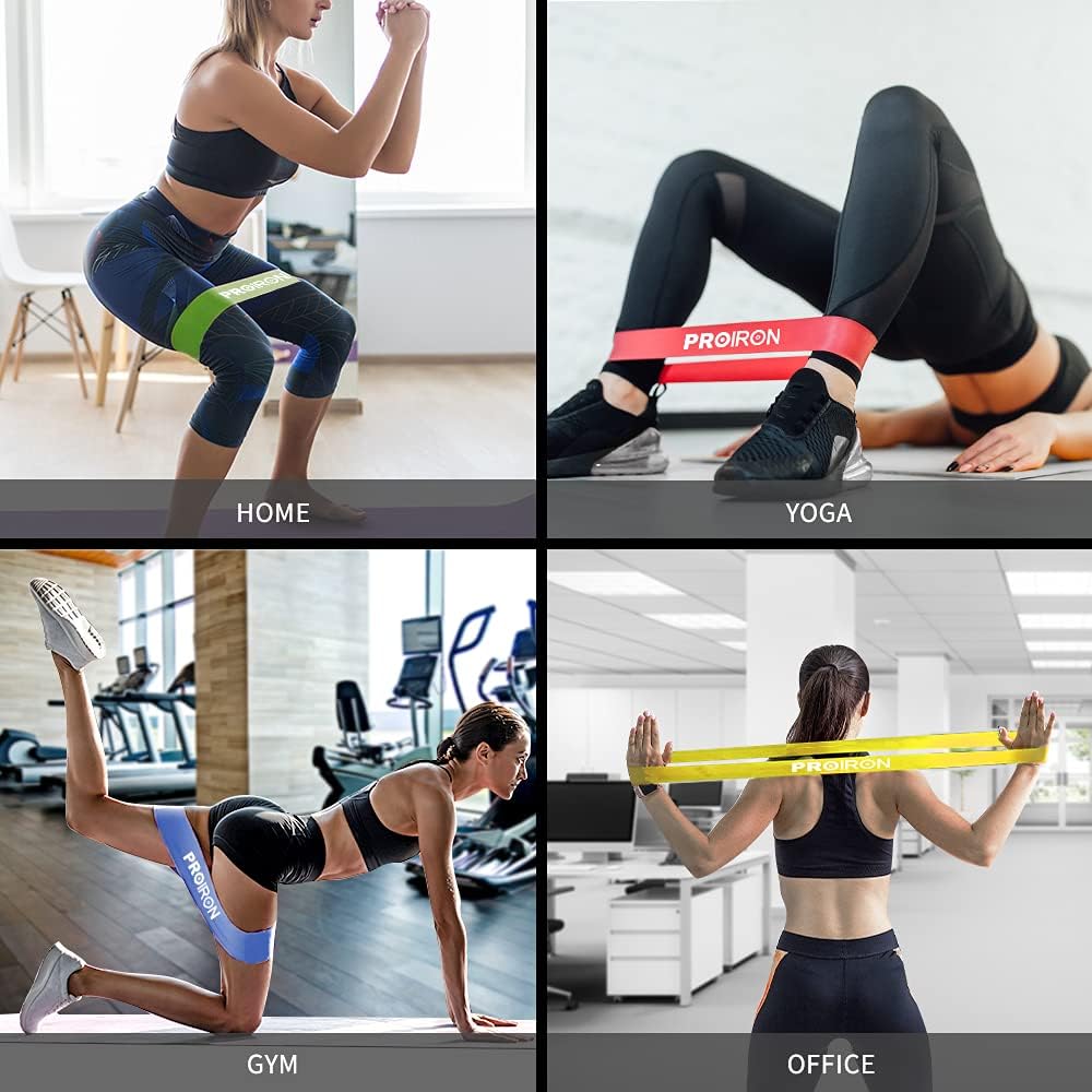 PROIRON Resistance Loop Bands, Exercise bands Set of 5 Rubber Latex Anti-Slip Resistance Band for Workout Stretching Physical Therapy Yoga with carrying Bag - الصورة 6