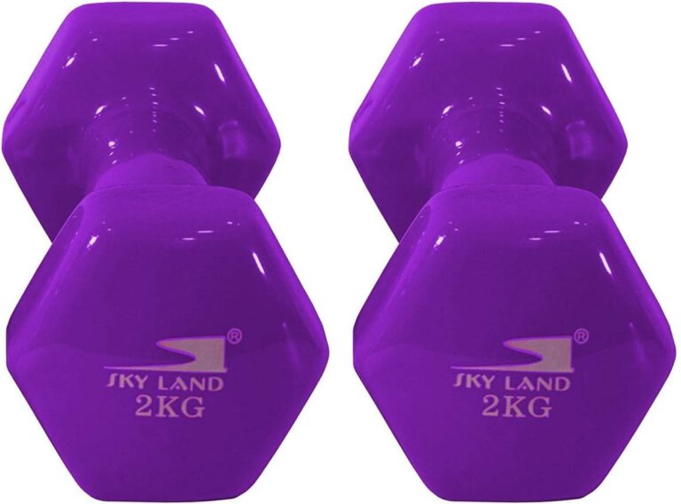 SKY LAND Classical Dumbbells Hand Weights Set of 2 - Vinyl Coated Exercise & Fitness Dumbbell for Home Gym Equipment Workouts Strength Training, 2Kg X 2 Purple, EM-9219-2