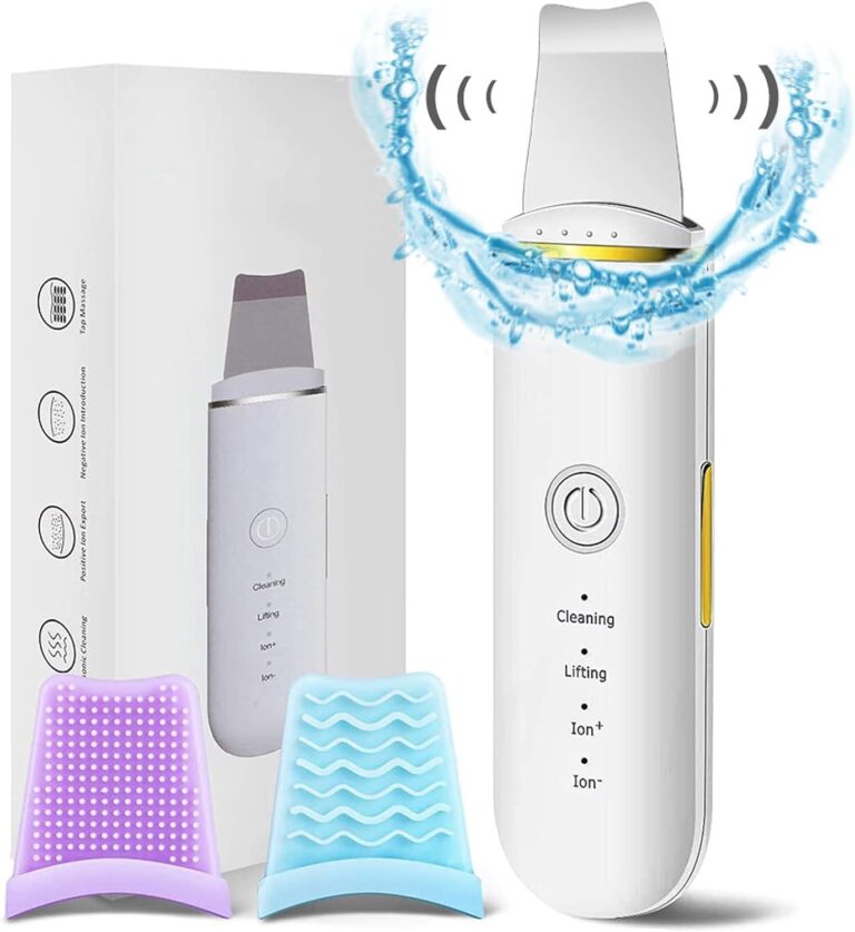 Beauenty Ultrasonic Skin Scrubber Face Spatula, Skin Spatula Pore Cleaner, Skin Dirt Blackhead Remover Tools for Facial Deep Cleansing - 4 Modes (White)