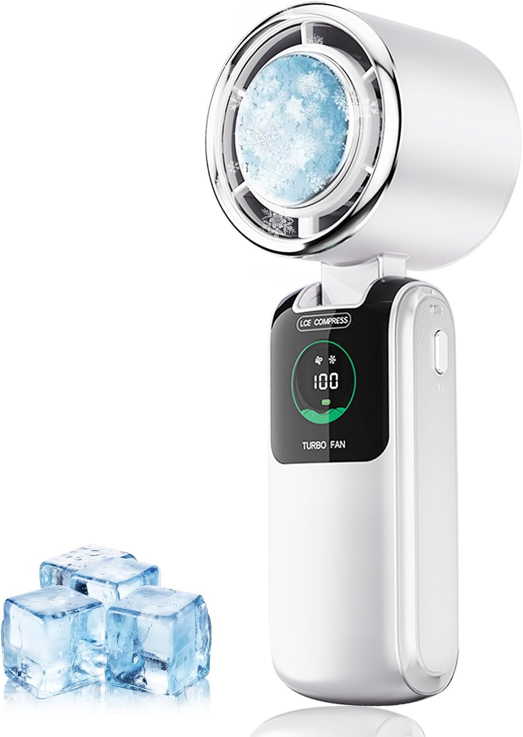 Handheld Fan with Cooling Plate, Portable Fan with Ice Cooler, 3-Second Fast Cooling, Rechargeable 4000mAh, 4 Speeds, Handheld Hanging Neck Desktop, Essential for Summer Travel/Outdoor/Office