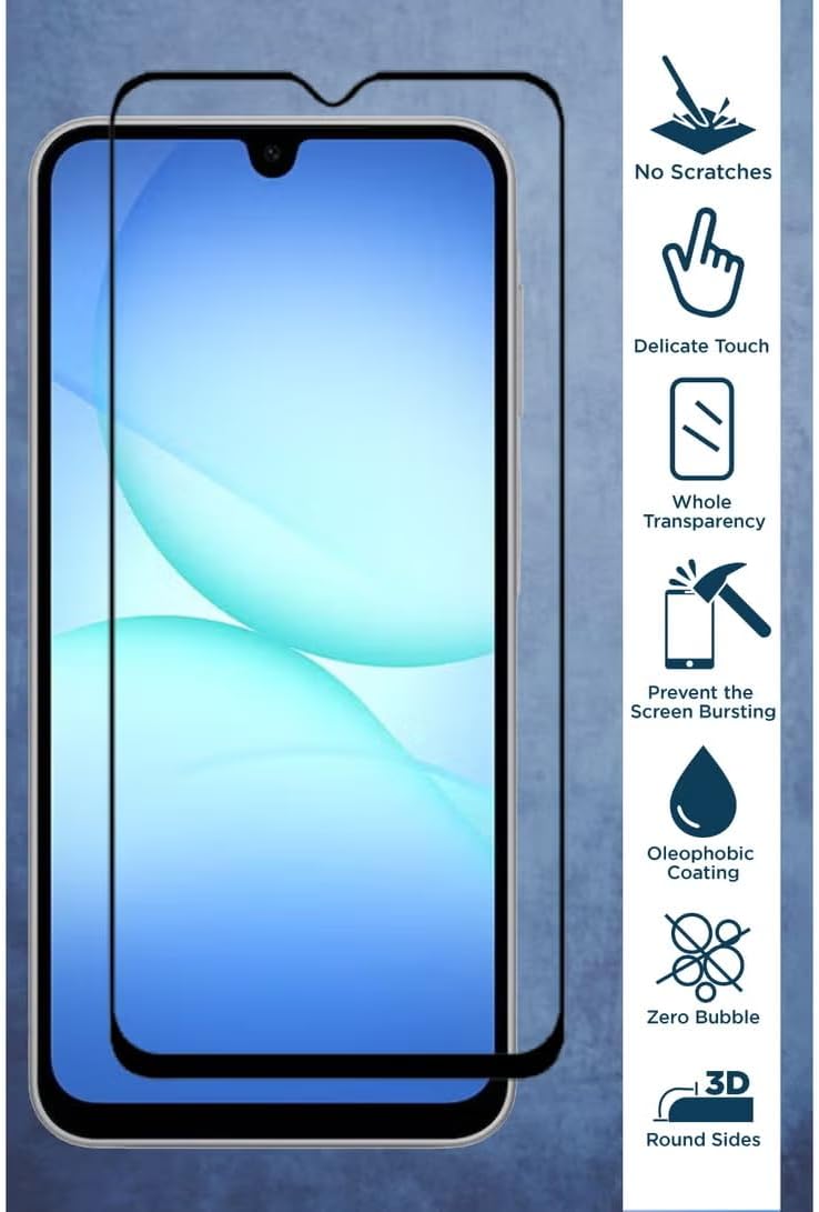 2 Pack Samsung Galaxy A17 5G Screen Protector,Tempered Glass Screen Protector - Delicate Touch, Higher Transparency, Easy to Install,Anti-scratch and Bubble-free Screen Protector - Black - الصورة 3