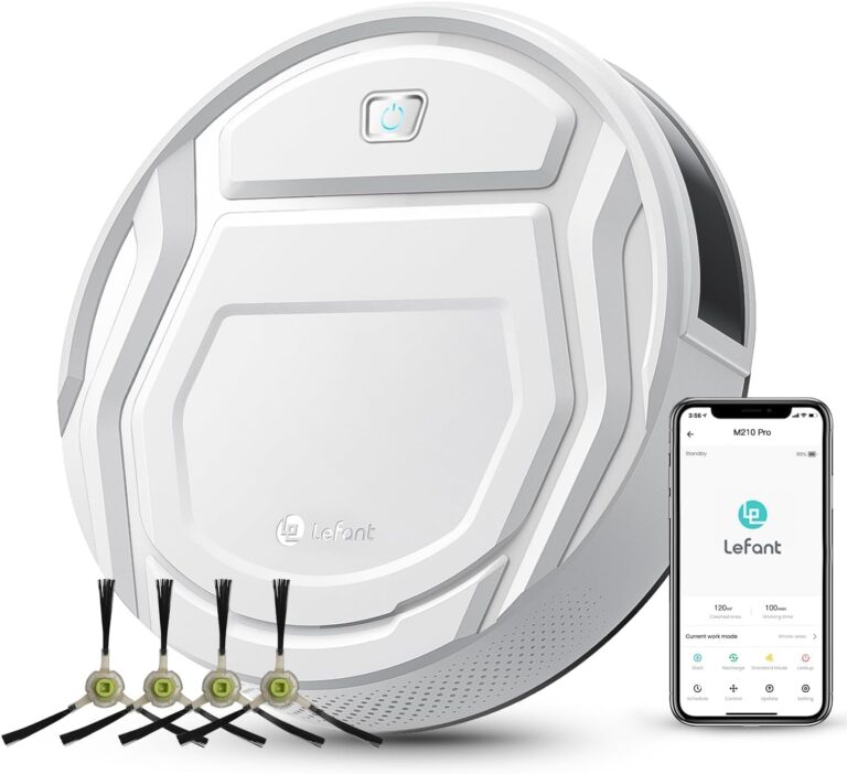 Lefant Robot Vacuum Cleaner, Strong 2200Pa Suction, 120 Mins Runtime, App/Alexa Control, Super Thin, Self-Charging Robotic Vacuum, Ideal for Pet Hair Hard Floor Low Pile Carpet (M210)