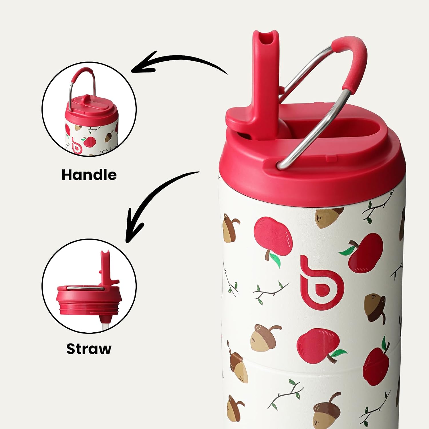 Bottle Bottle 24 fl oz Insulated Water Bottle with Straw Lid and Handle for Sports Travel Gym Double Walled Stainless Steel Water Bottle Vacuum - الصورة 3