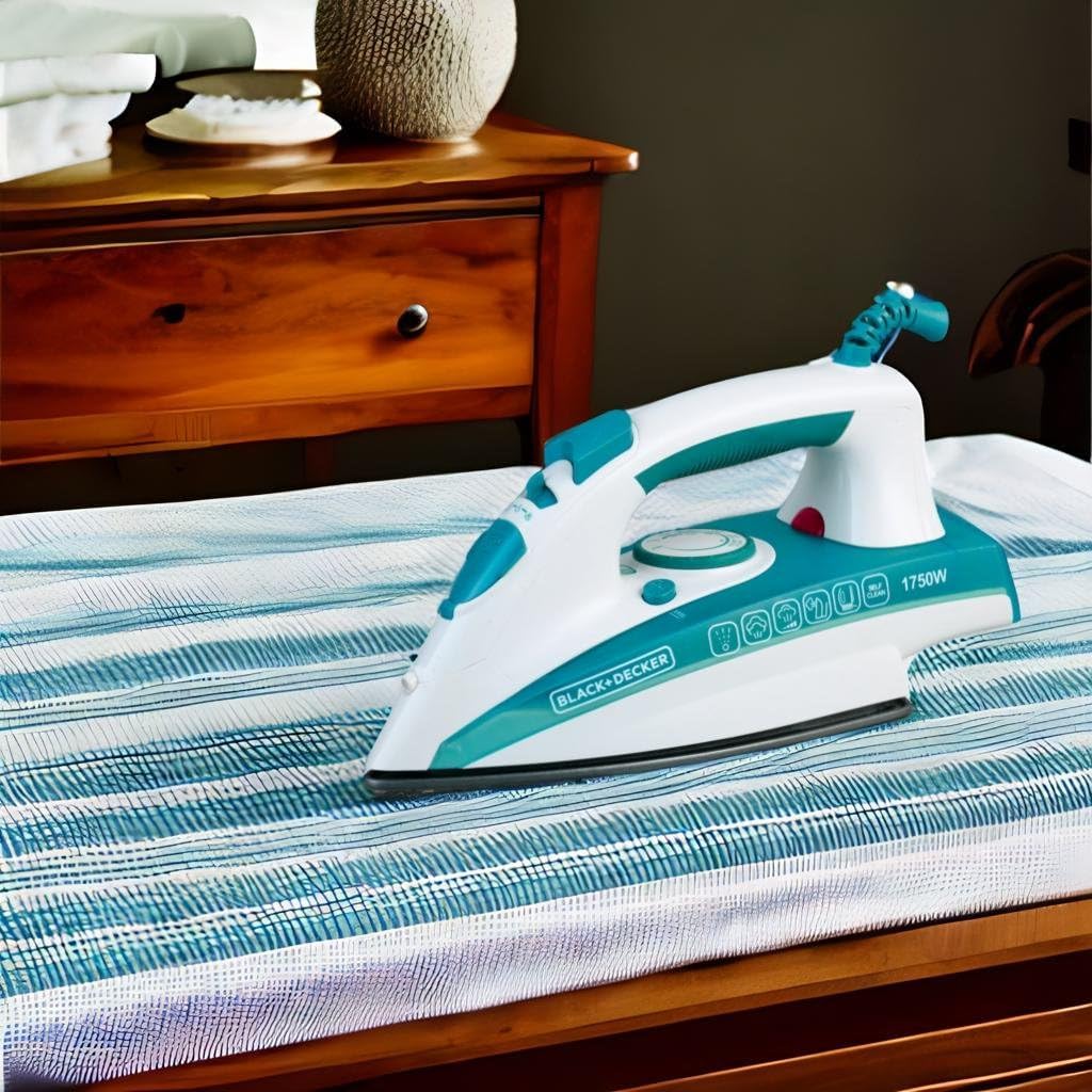 BLACK+DECKER Steam Iron, 1750W, Ceramic Coated Soleplate, Anti-Calc Drip, Self-Clean, Auto Shutoff, Vertical Steaming, Non-Stick Sole, Removes Stubborn Creases, Multi Color - X1600-B5 - الصورة 3