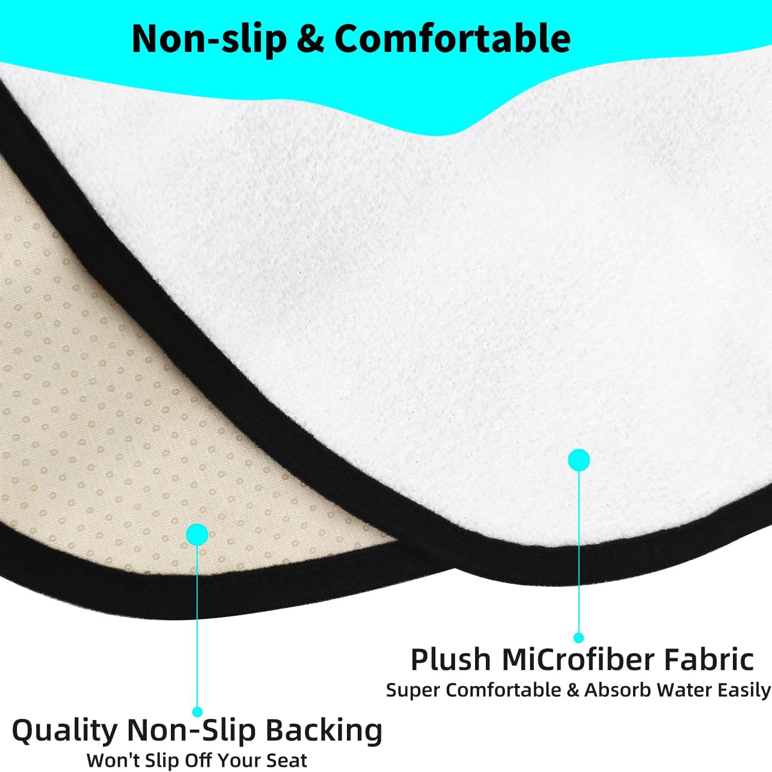 ULHYC Waterproof Sweat Towel Car Seat Cover Protector for Gym Workout, Swimming, Running, Beach and Hiking, Universal Non-Slip Sweat Towel Bucket Seat Covers for Trucks SUV Jeep (White, 1Pcs) - الصورة 4