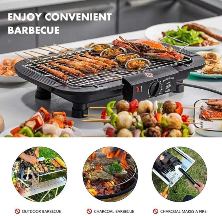 Electric Barbecue Grill, Portable Korean BBQ Griddle Stove, Smokeless Non-Stick Electric Griddle Knob Control Temperature, for Household Dinner and Entertainment Party, Fit 2-5 People Use