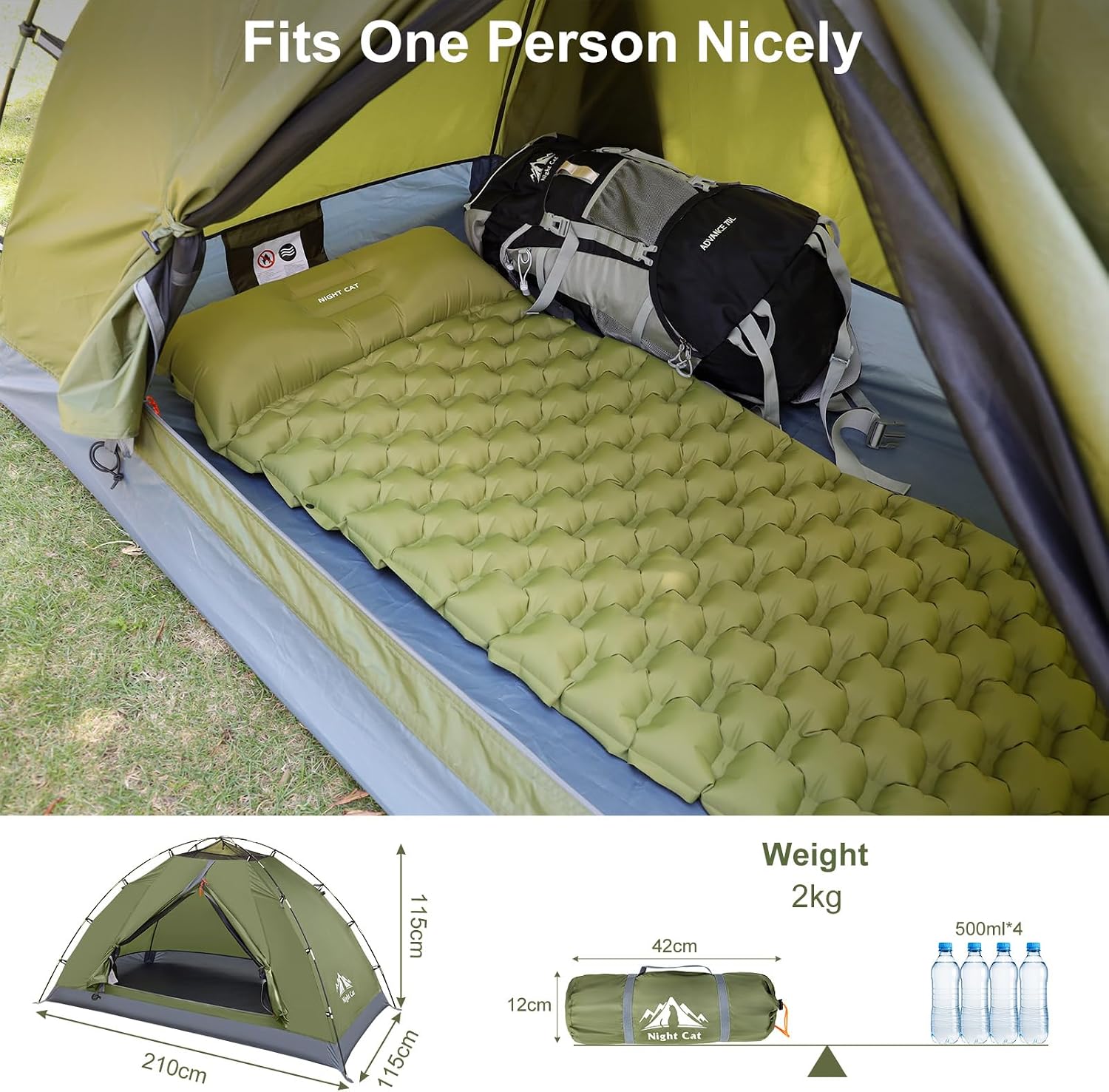 Night Cat Upgraded Backpacking Tents 1 2 Persons Easy Clip Setup Camping Tent Adults Scouts Heavy Rainproof Compact Lightweight - الصورة 3