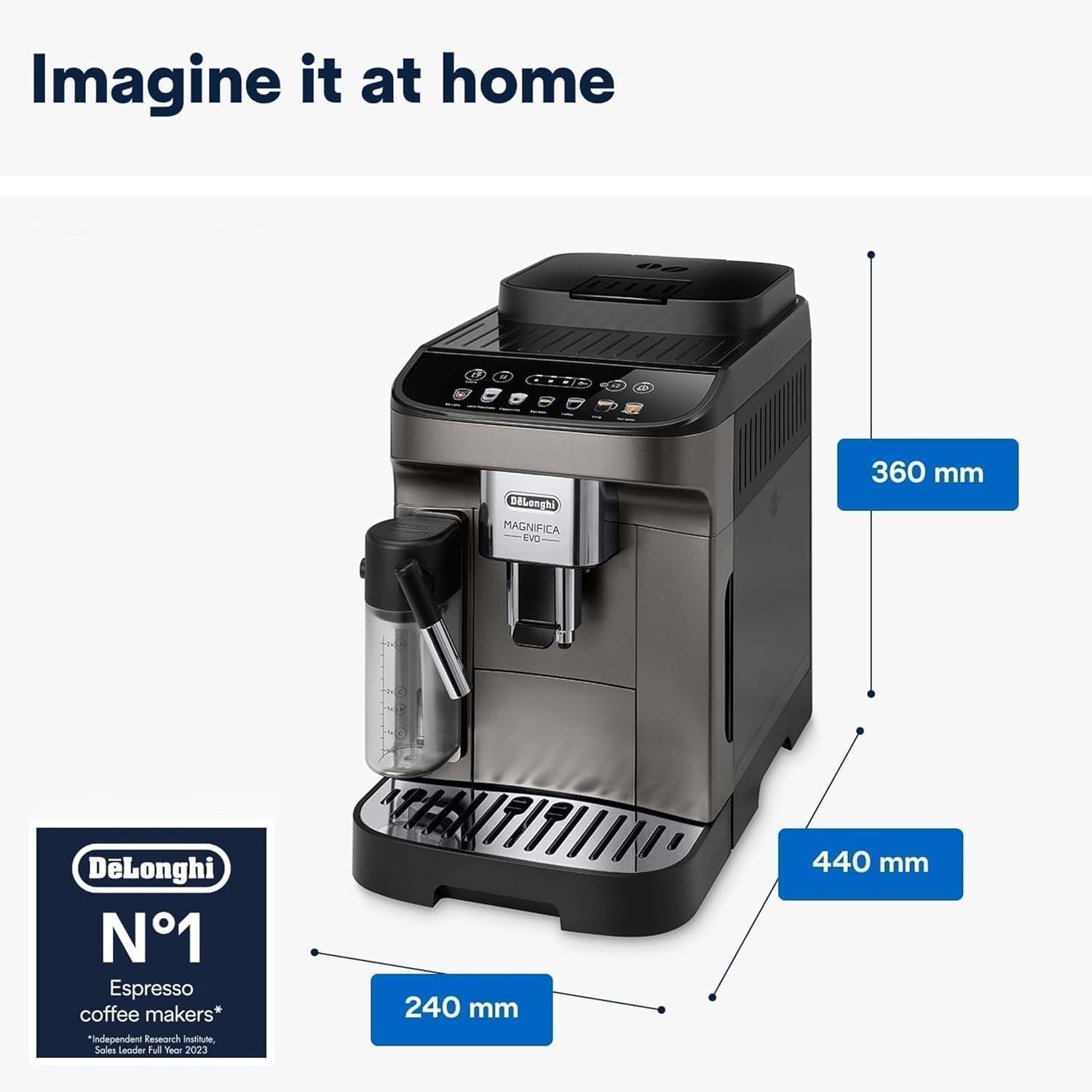 De'Longhi Coffee Machine MAGNIFICA EVO Fully Automatic Bean to Cup Coffee Machine, 12+ Functions, Ideal for Espresso, Americano, Cappuccino, Latte Macchiato & More, ECAM290.81.TB (Made in Europe) - الصورة 8