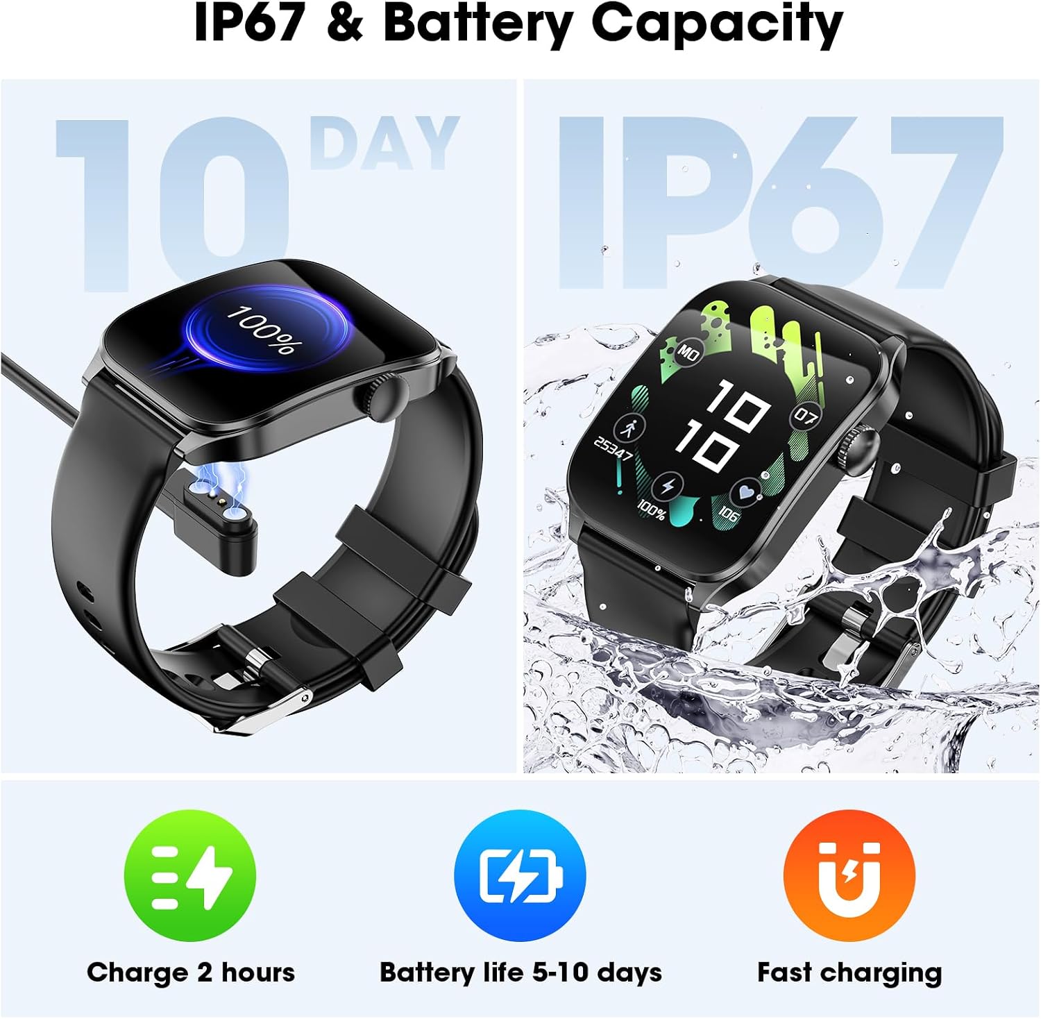 Smart Watch for Men Women Answer/Make Calls,1.91" HD Curved Screen Fitness Watch with Sleep/Heart Rate/SpO2/Stress Monitor,120+ Sport Modes,IP68 Waterproof Smartwatch for iPhone & Android(Black, 1.91) - الصورة 7