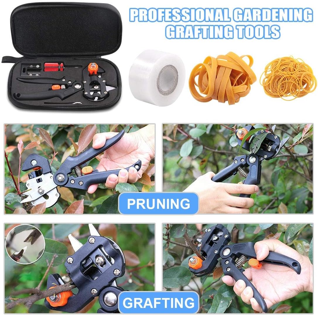 eWINNER Garden Grafting Tool,Pruner Kit With with 3 Replaceable Blades Grafting Tapes and Rubber Bands, for Nursery Plant Branch Vine Fruit Tree Cutting Tool Kits - الصورة 3