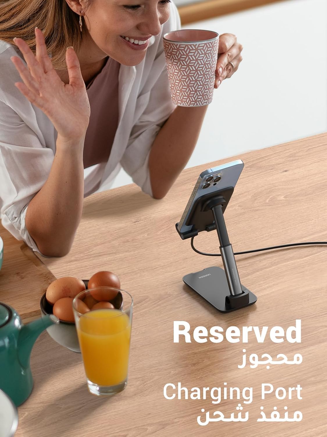 UGREEN Phone Stand Adjustable Phone Holder Compatible with iPhone 17 Black - الصورة 5