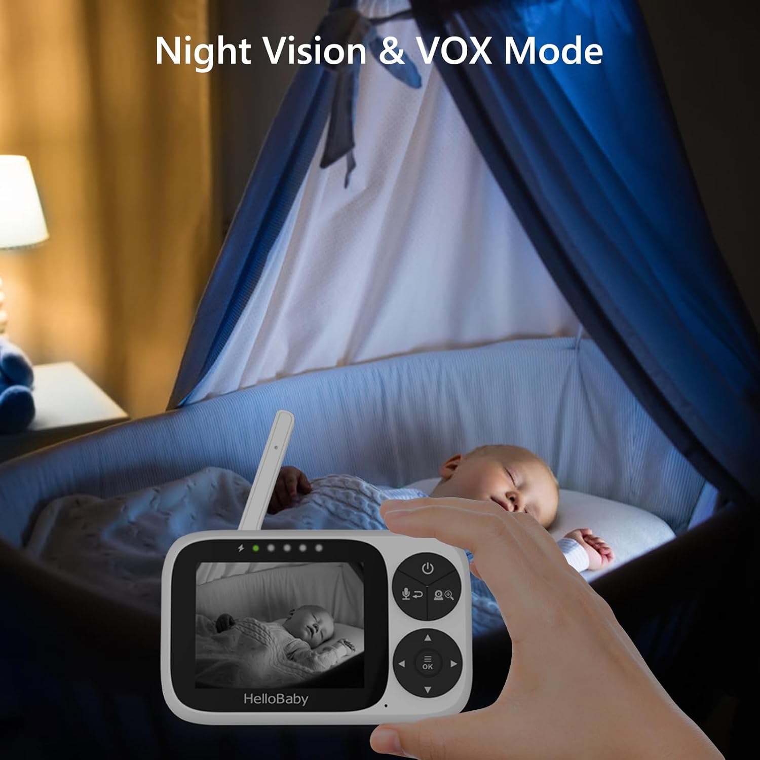 HelloBaby Baby Monitor with Camera and Audio, 3.2" Baby Camera Monitor - الصورة 8