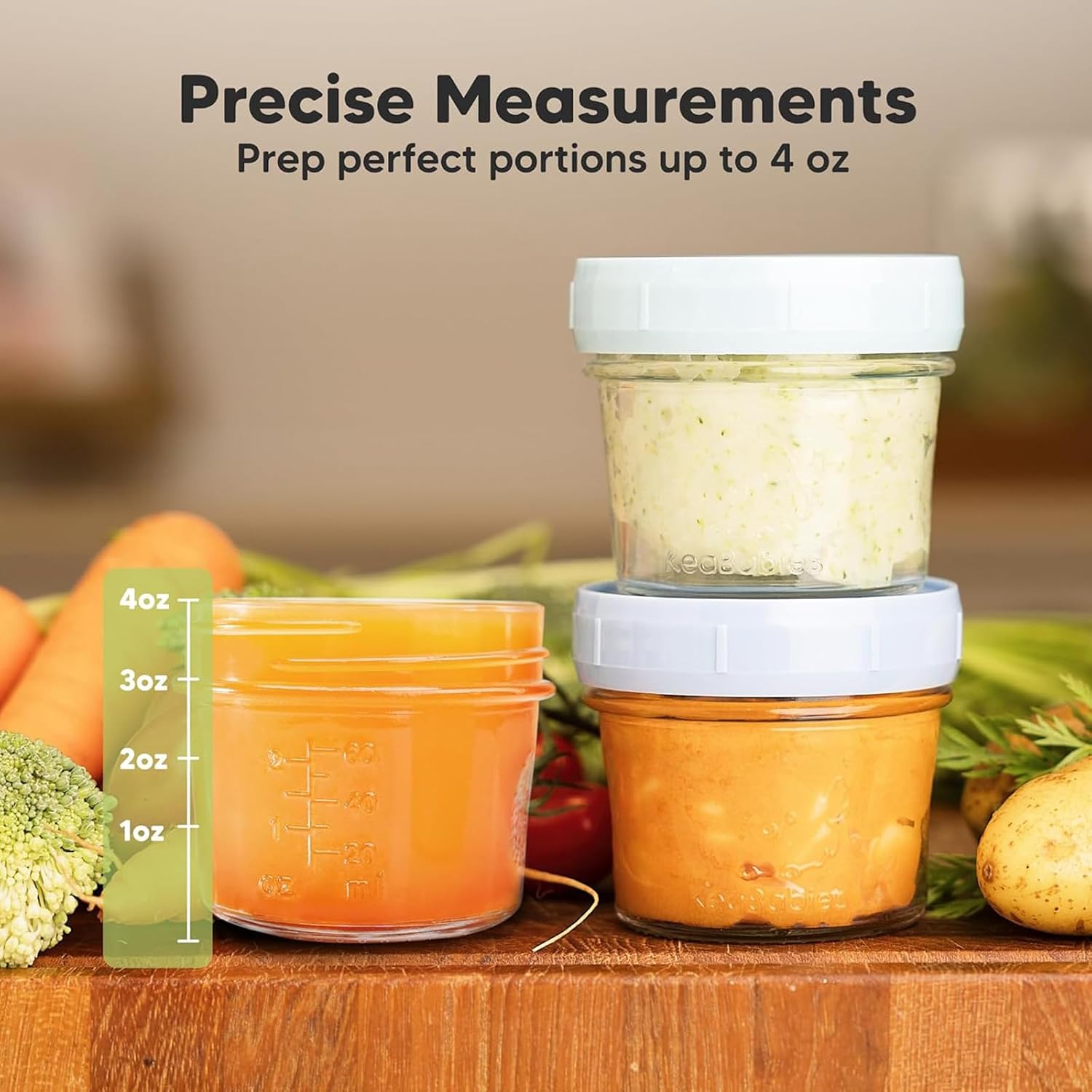 12 Piece Glass Baby Food Storage Containers 4 OZ Seal Leakproof Baby Food Jars with Lids Dishwasher Freezer and Microwave Safe for Seasonings, Jam, Soy Sauces Meal Prep Jars with Measurement Marks - الصورة 5