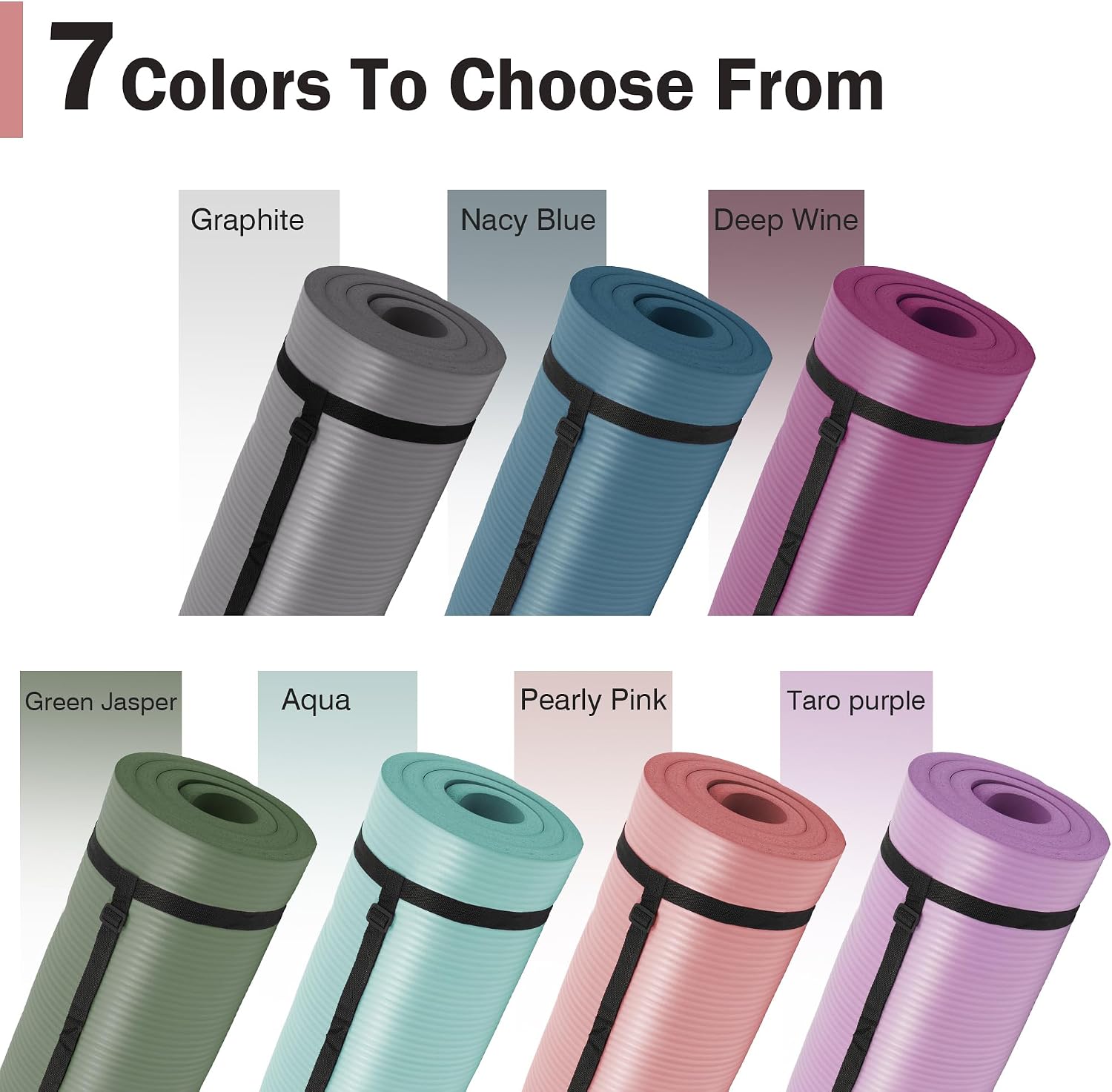 BalanceFrom All-Purpose 1-Inch Extra Thick High Density Anti-Tear Exercise Yoga Mat with Carrying Strap, Multiple Colors - الصورة 7