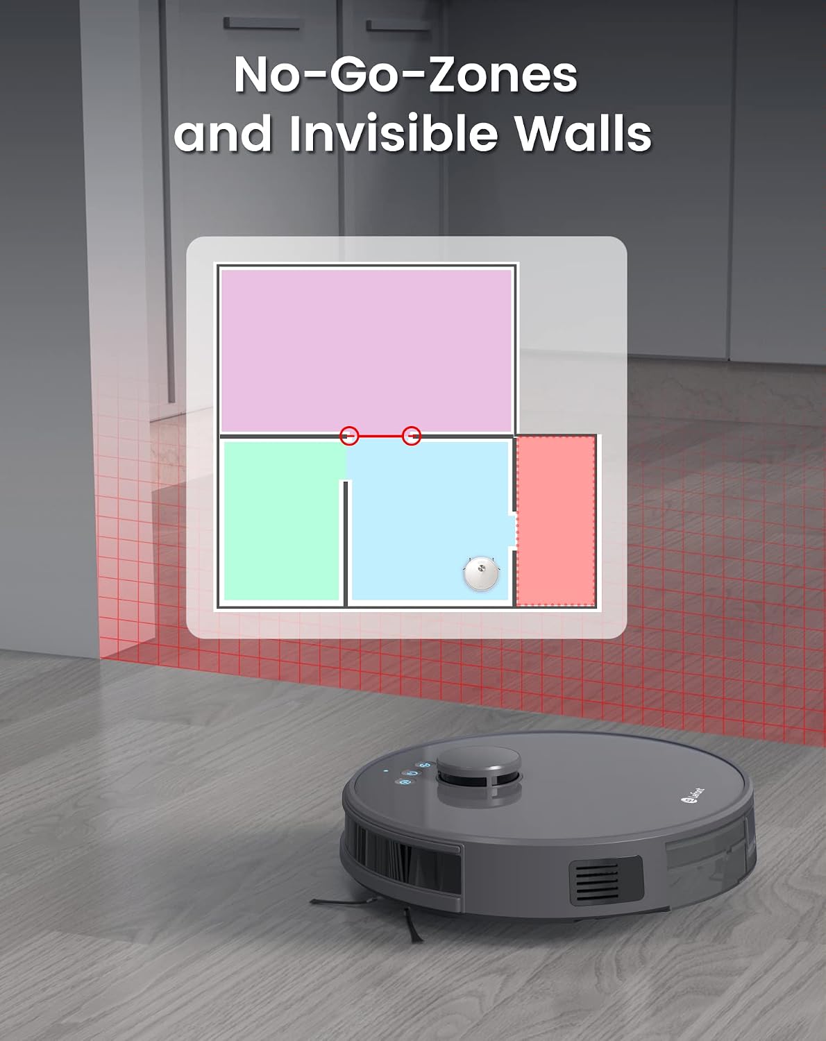 Lefant M1 LiDAR Robot Vacuum Cleaner and Mop, 4000Pa Suction, 150 Mins Runtime, Self-Charging, Multi-Floor Mapping, No-Go Zones, Ideal for Pet Hair, Carpet, Hard Floor - الصورة 5