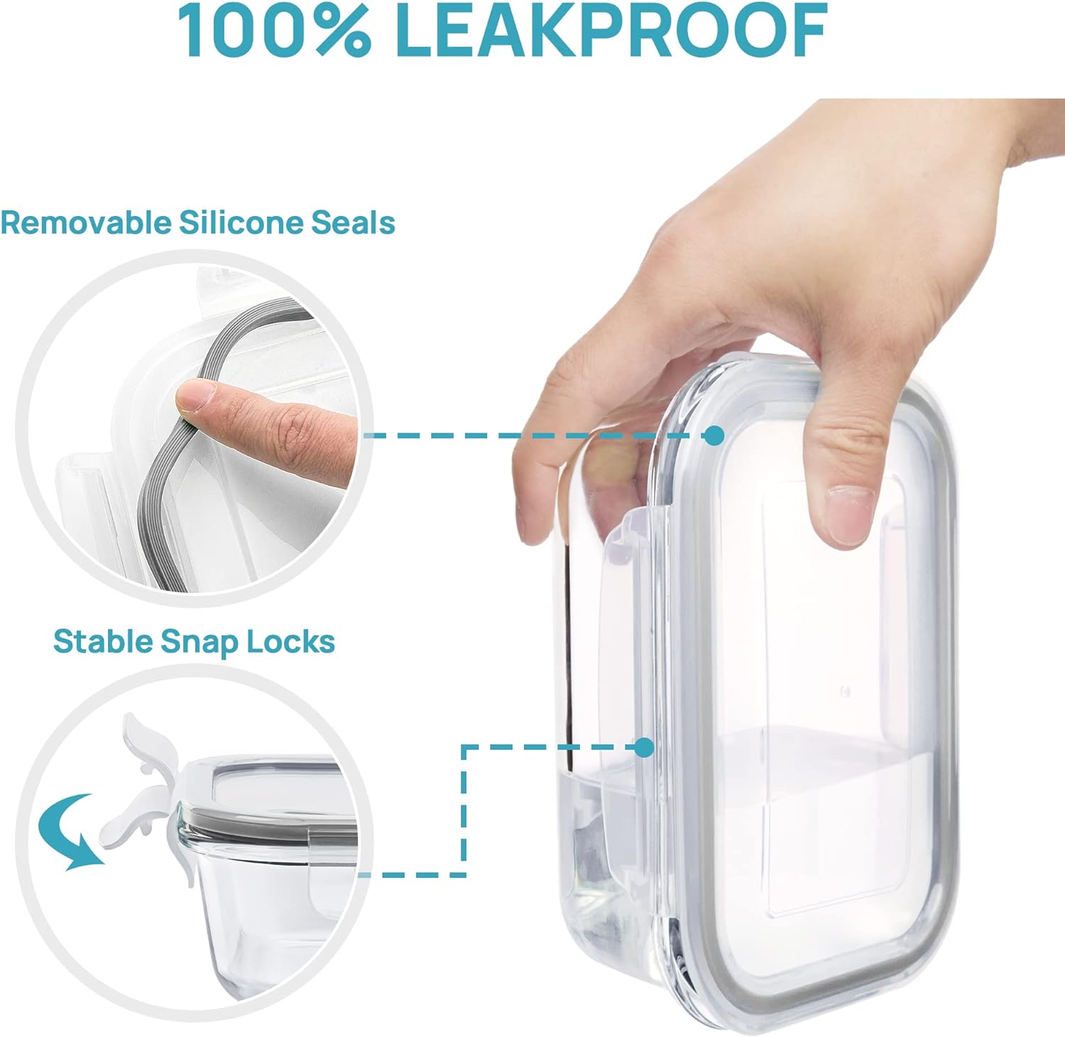 Vtopmart 8 Pack Glass Containers Set for Food Storage with Airtight Lids - الصورة 4