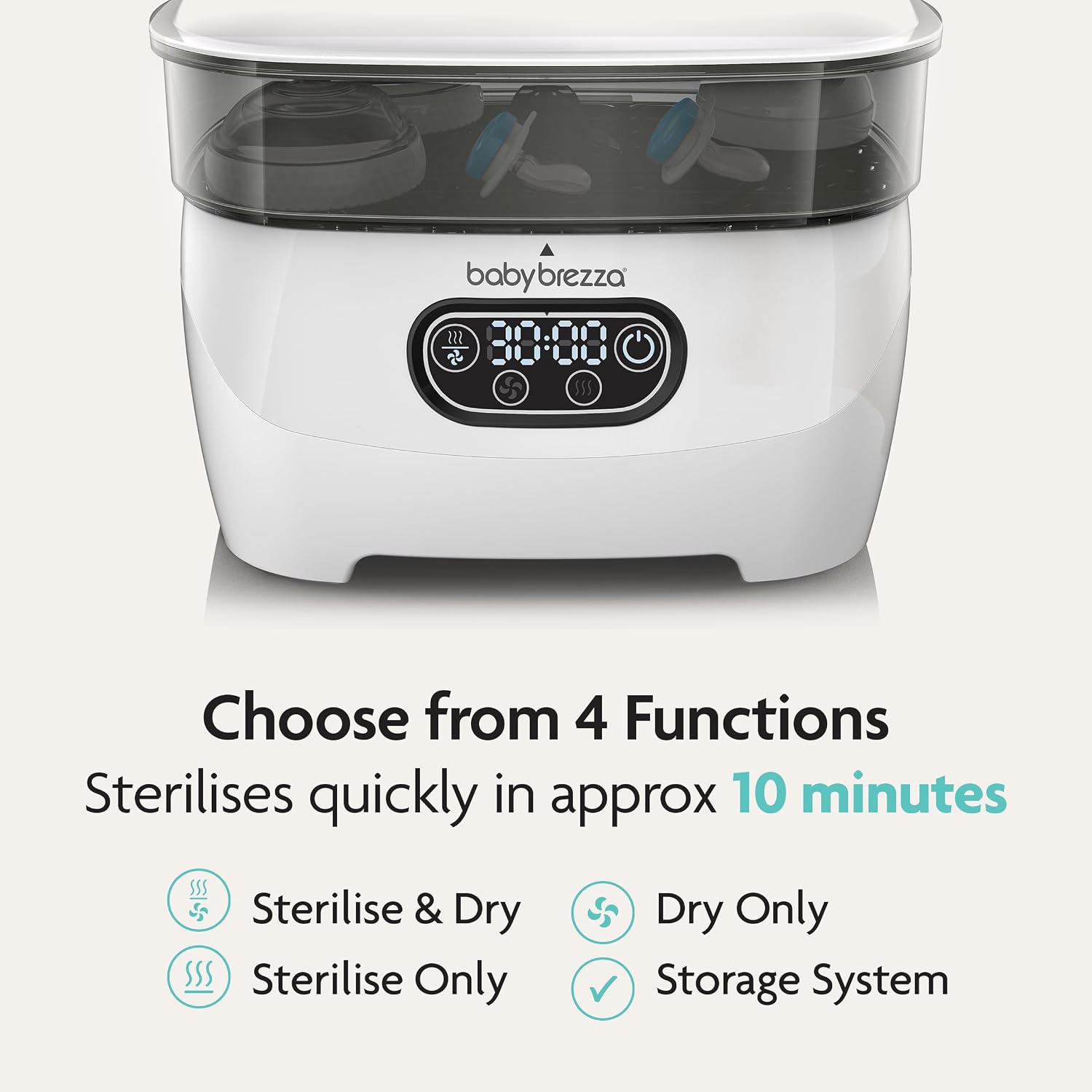 Baby Brezza Bottle Sterilizer and Dryer Advanced – 33% Faster - Largest Capacity Steam Sanitizer - Universal Sterilization Machine for All Bottles + Pump Parts - HEPA Air Filter - الصورة 3