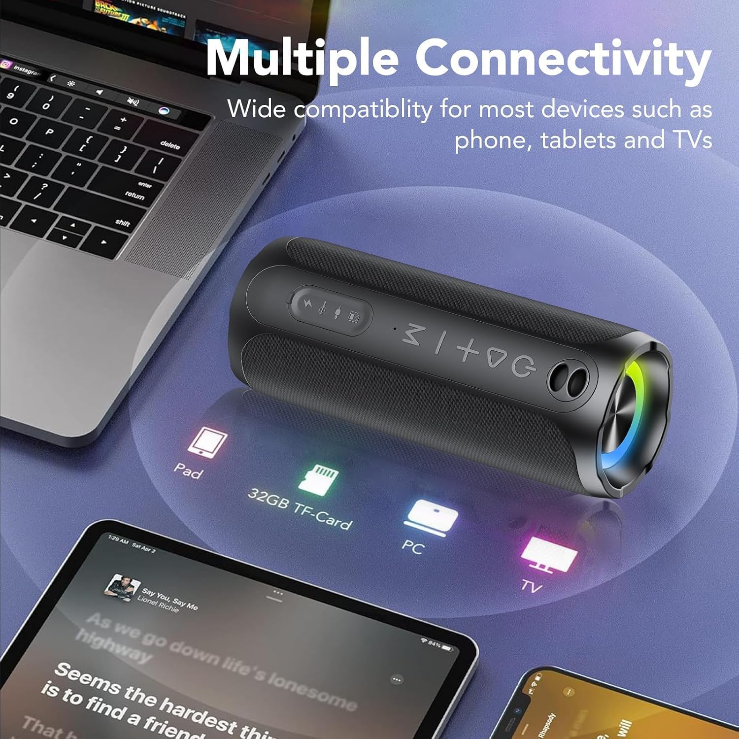 Bluetooth Speaker Portable Wireless Speaker IPX7 Waterproof Outdoor - الصورة 4