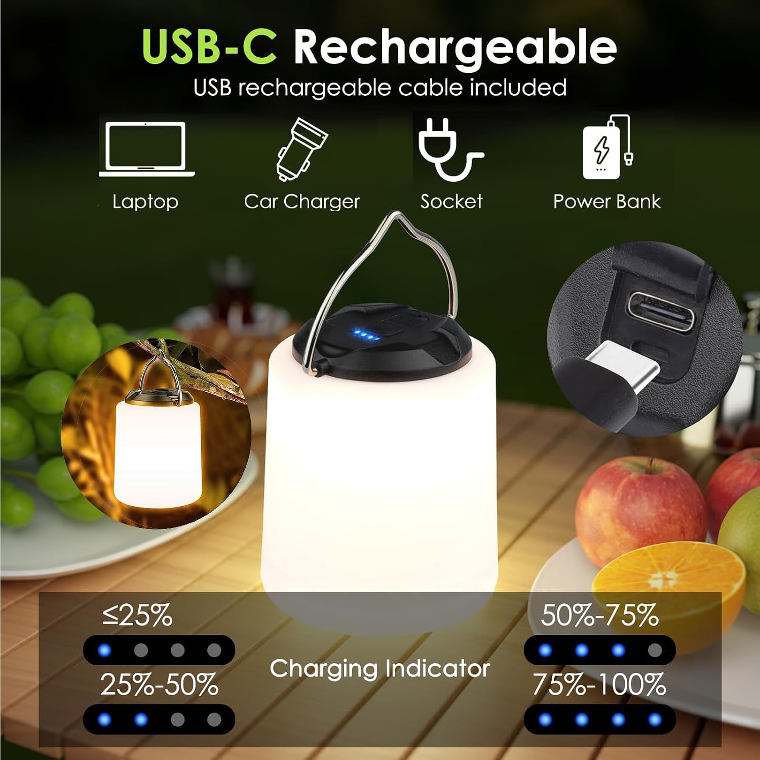MuSylonz Camping Light, 2000mAh Portable camping lights outdoor with 3000K Warm Light, Rechargeable 3 Brightness Modes & 10+ Hrs Runtime, Waterproof Camping Lantern Light for Camping, Emergency - الصورة 2