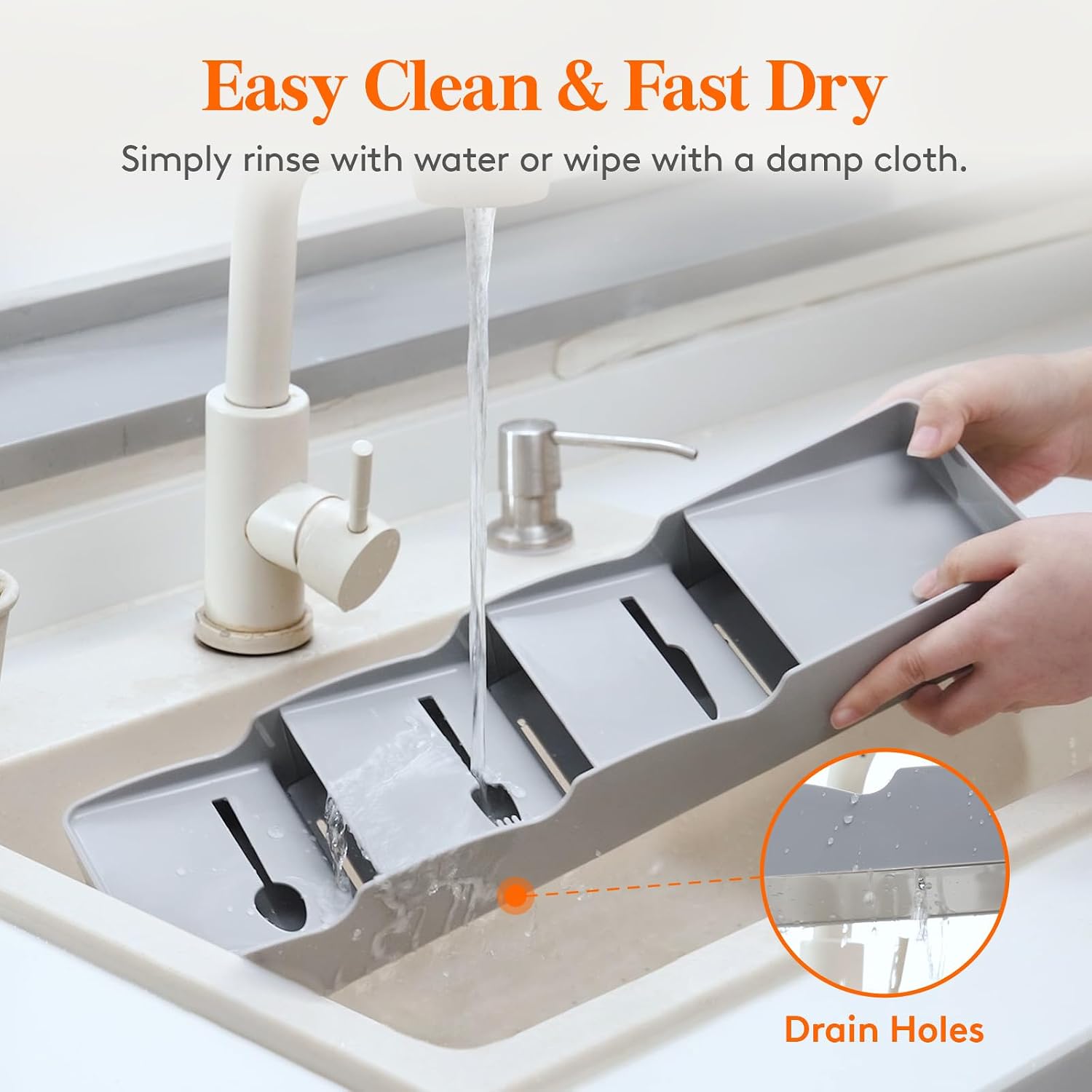 Lifewit Small Flatware Drawer Organizer, Compact Narrow Silverware Tray for Kitchen Drawers, Plastic Cutlery Holder for Spoons, Forks, Knives – Fits Small & Slim Kitchen Drawers, Gray - الصورة 6