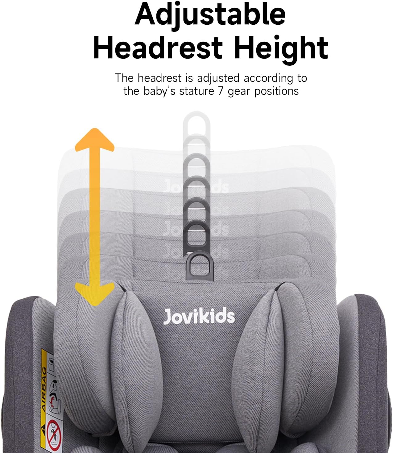 Jovikids Safety Baby Car Seat with Isofix and Top Tether, 360 Degree Swivel Child Car Seat for Group 0/1/2/3, 0-12 Years Old, ECE R44/04, Black - الصورة 6