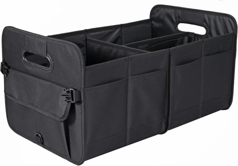 AOKJOY Car Trunk Organizer Car Storage Organizer Collapsible Multi Compartment Car Organizer Adjustable Straps Car Organizer for SUV(Black)