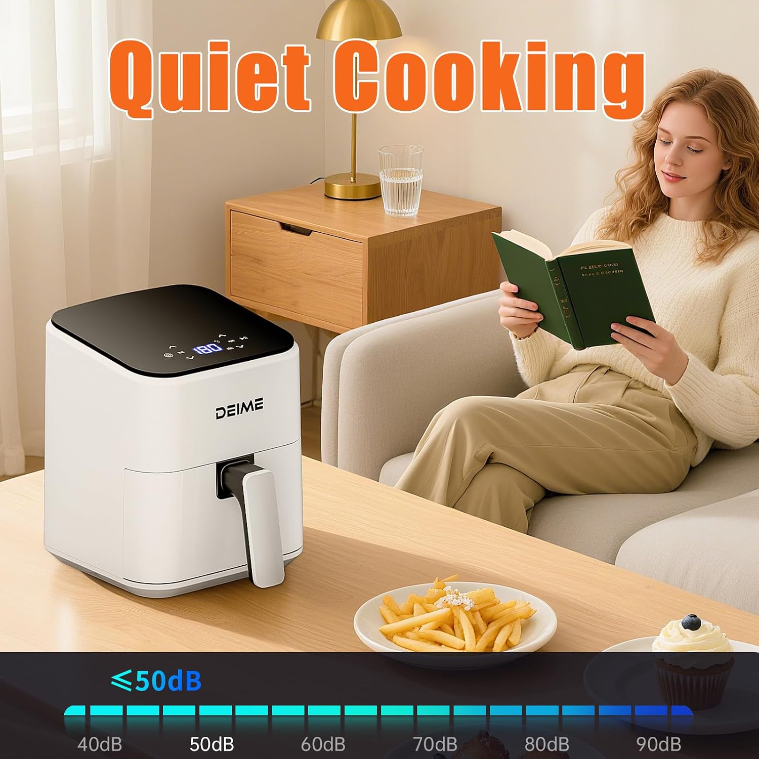 DEIME 2.5L Air Fryer, Small Digital Compact Space Saving Fryer, Cooking, Reheating, Roasting for Quick and Easy Meals, Mini Compact and Quiet, Non-stick - الصورة 2
