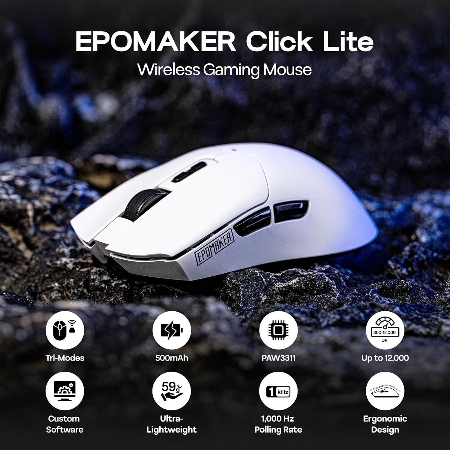 EPOMAKER Click Lite Wireless Gaming Mouse, 800 to 12,000 DPI Adjustable - الصورة 2