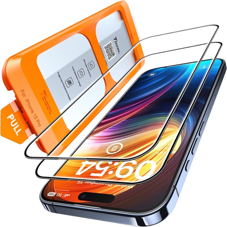TOCOL 2 Pack for iPhone 15 Pro Screen Protector 6.1 Inch, Easy Installation No Bubbles No Dust Military Grade Shatterproof, 9H Hardness Tempered Glass Screen Protector, Case Friendly