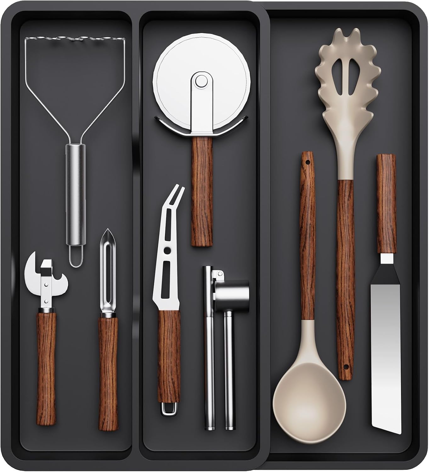 Lifewit Utensil Organizer for Kitchen Drawer, Expandable Cooking Tray