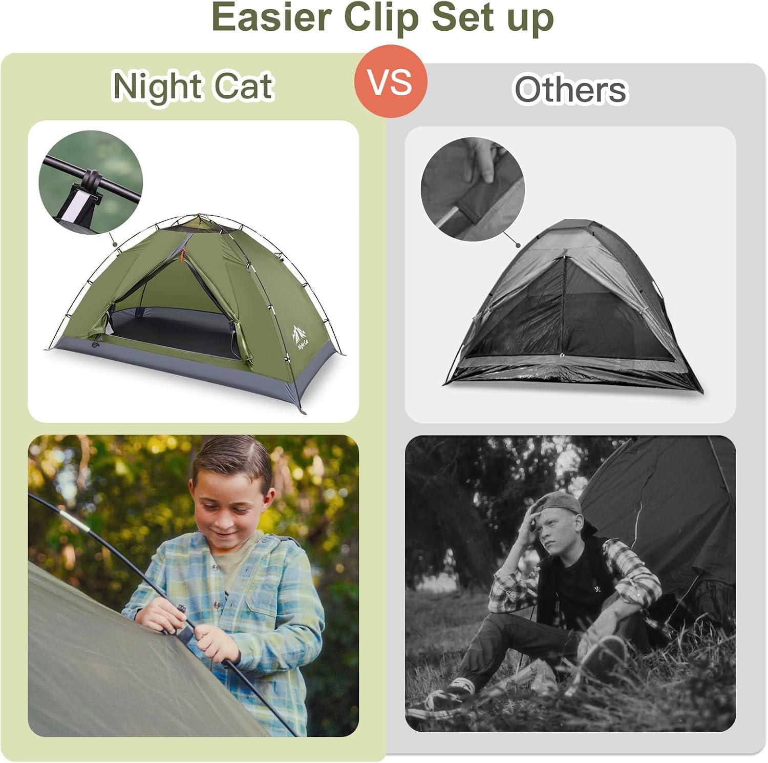 Night Cat Upgraded Backpacking Tents 1 2 Persons Easy Clip Setup Camping Tent Adults Scouts Heavy Rainproof Compact Lightweight - الصورة 2