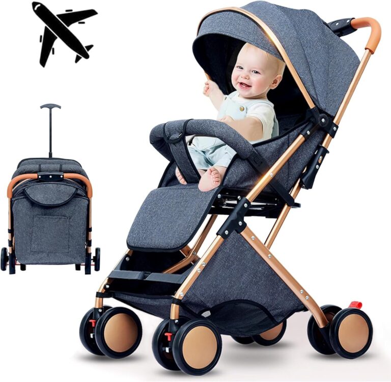 2 in 1 Baby Stroller,Lightweight Toddler Travel Stroller for Airplane,Umbrella Stroller,High Landscape Bassinet Pram for Infant & Toddler (grey)