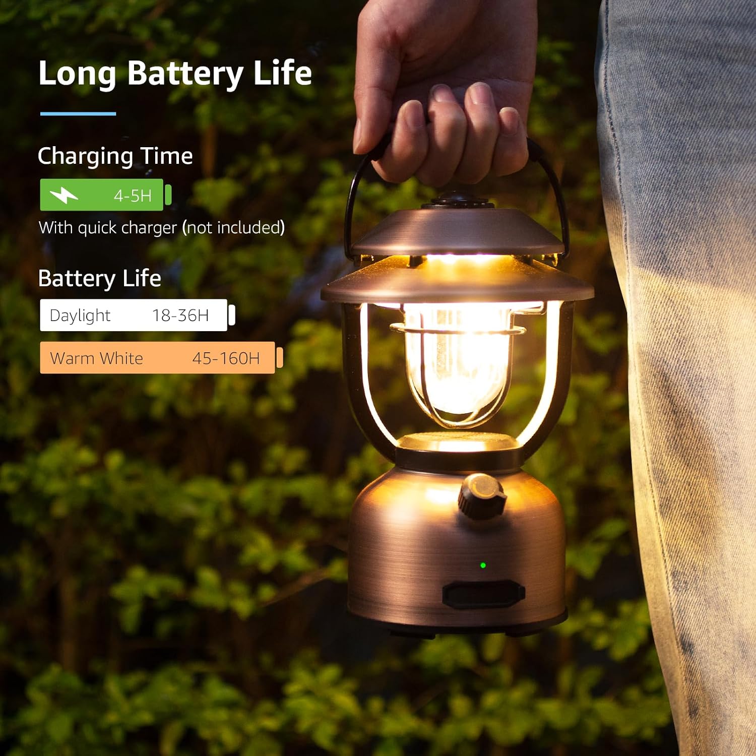 Lepro Retro Classic LED Camping Lantern, High Lumens, Daylight White 2500K and 5000K, Dimmable, USB Rechargeable, Waterproof for Camping, Vintage Decoration and Emergency (USB Charging Cable Included) - الصورة 2