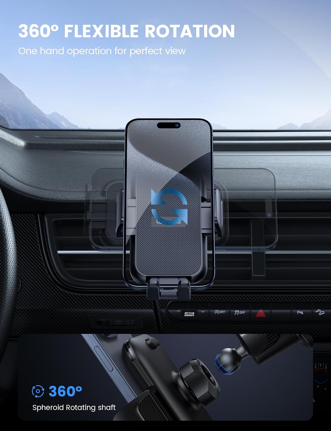 Lamicall Wider Clamp & Metal Hook Car Phone Holder Vent Accessories - الصورة 5