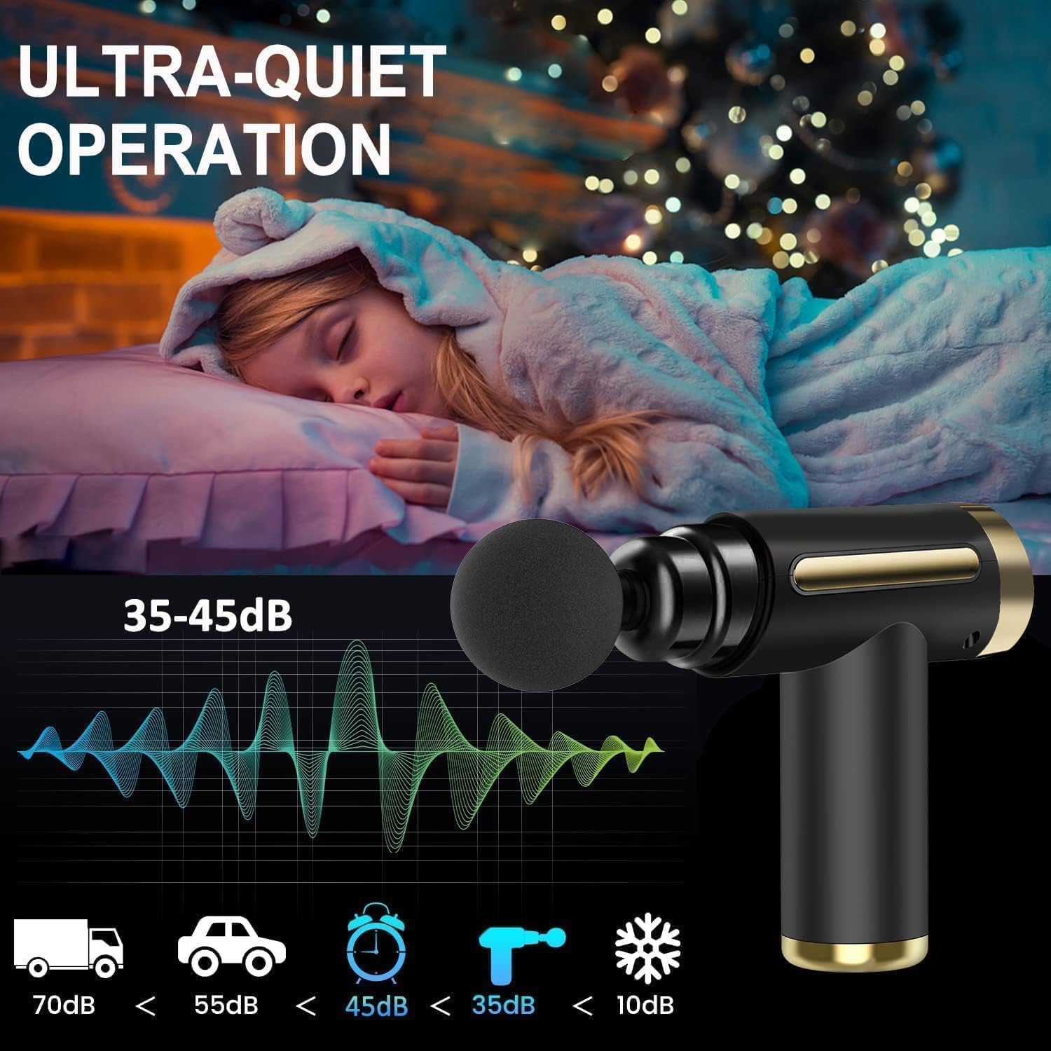SKY-TOUCH Massage Gun,Professional Muscle Percussion Massager with 6 Speeds,Quiet Portable Electric Massager for Shoulder, Body,Back,and Physiotherapy,Compact Cordless Design,19x13x4.5cm (Black) - الصورة 4