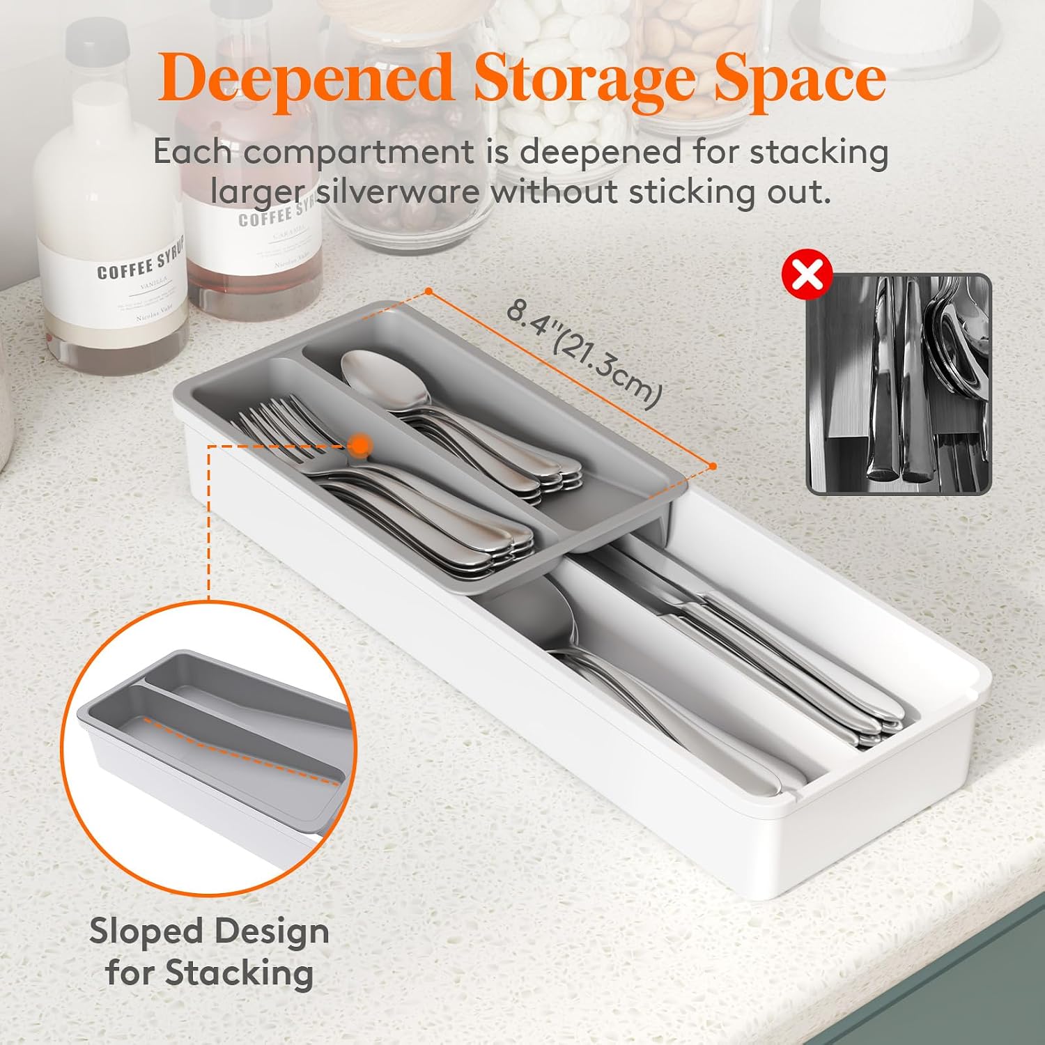 Lifewit Compact Silverware Organizer for Kitchen Drawer - الصورة 6