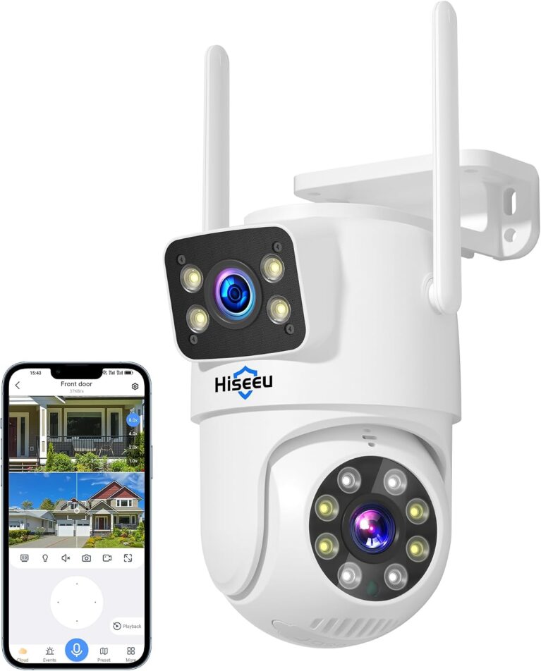 Hiseeu 5G/2.4G WiFi Dual Lens Wireless PTZ Security Camera, 2-Way Audio