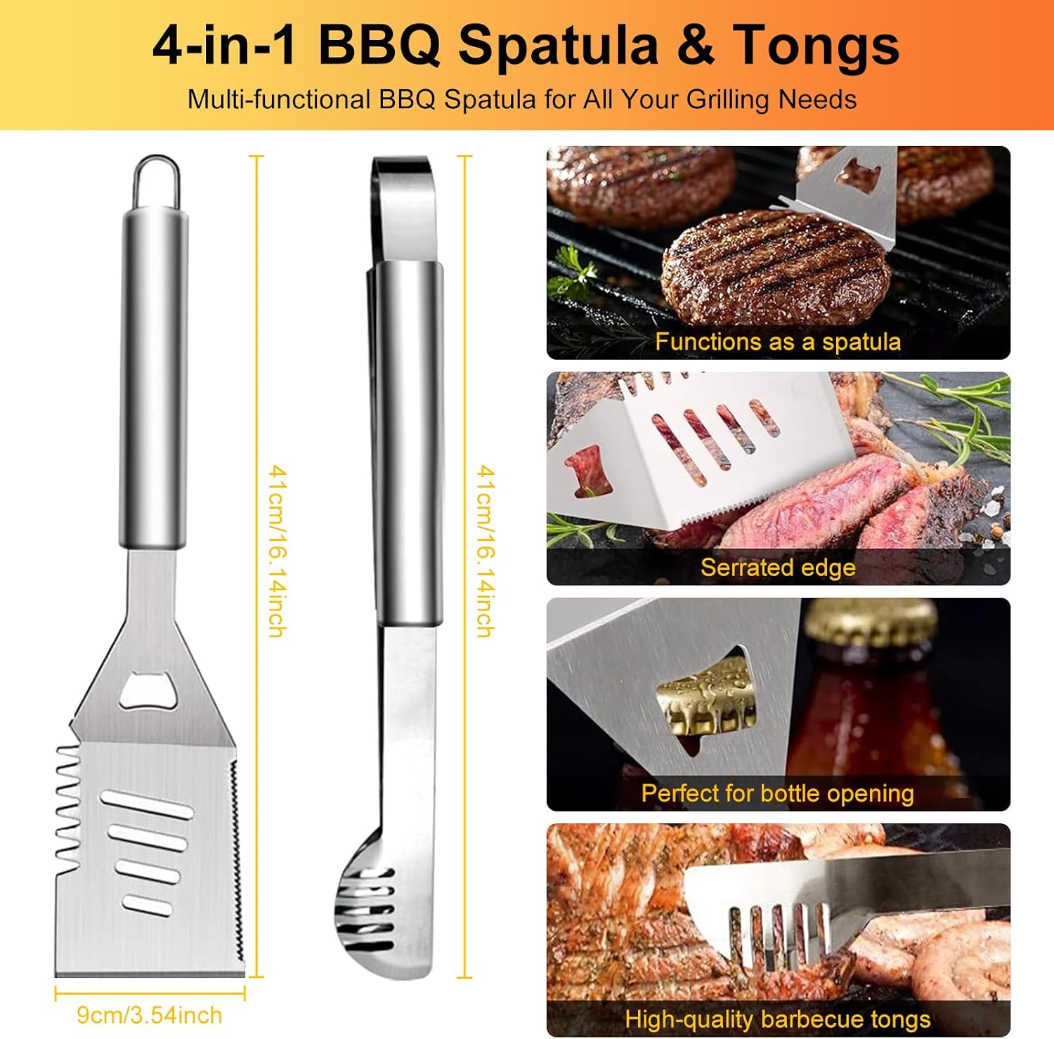 46pcs BBQ Grill Accessories Kit, Heavy Duty Stainless Steel Grill Tools Set, All-in-One Grilling Utensils for Outdoor Cooking for Men, Dad & Grillers - الصورة 3