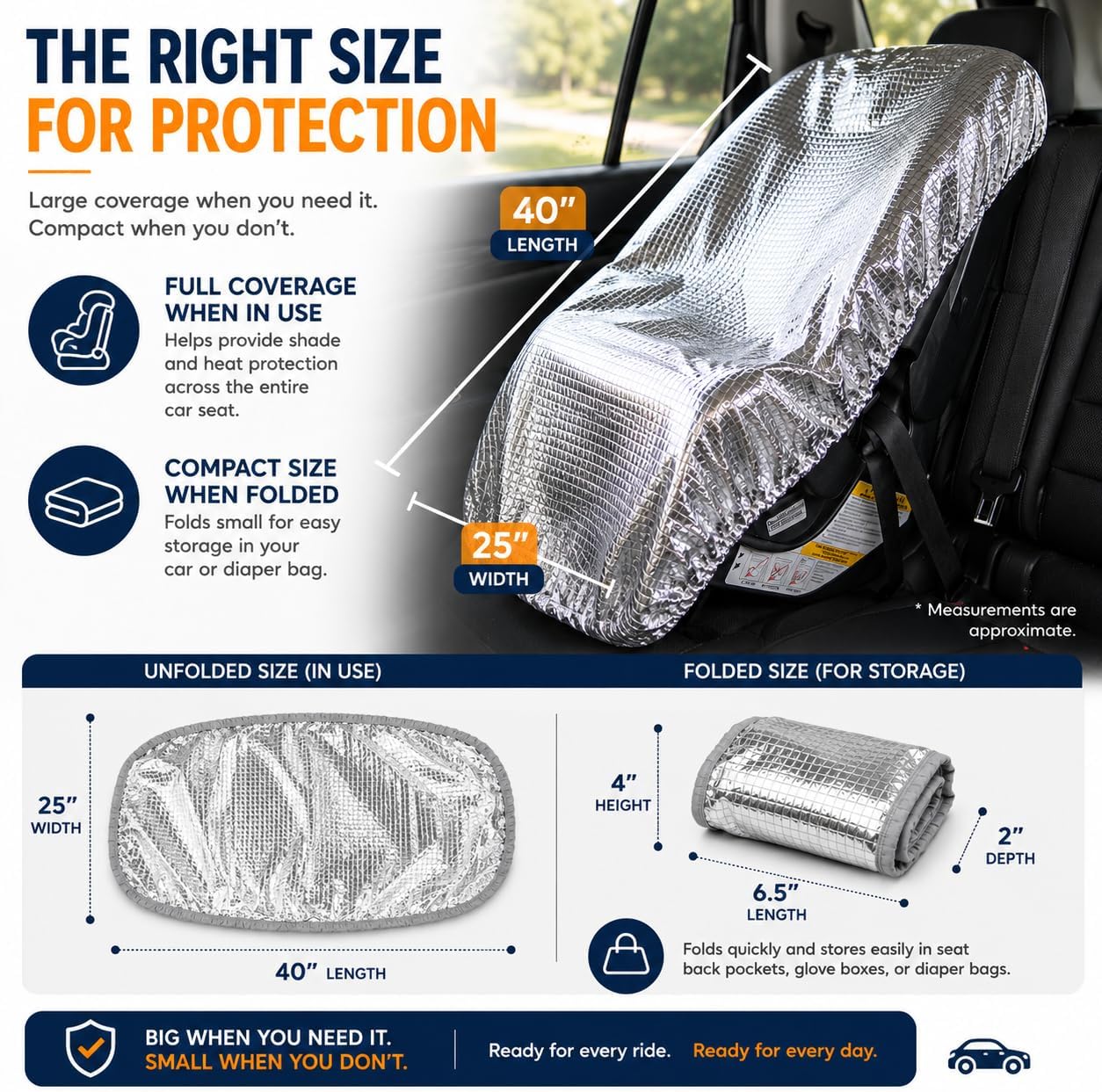 Car Seat Sun Shade Cover - Keep Your Baby's Carseat at a Cooler Temperature - Covers and Blocks Out Heat & Sun - More Comfortable for Baby or Child - Protection from UV Sunlight - Mommy's Helper - الصورة 8