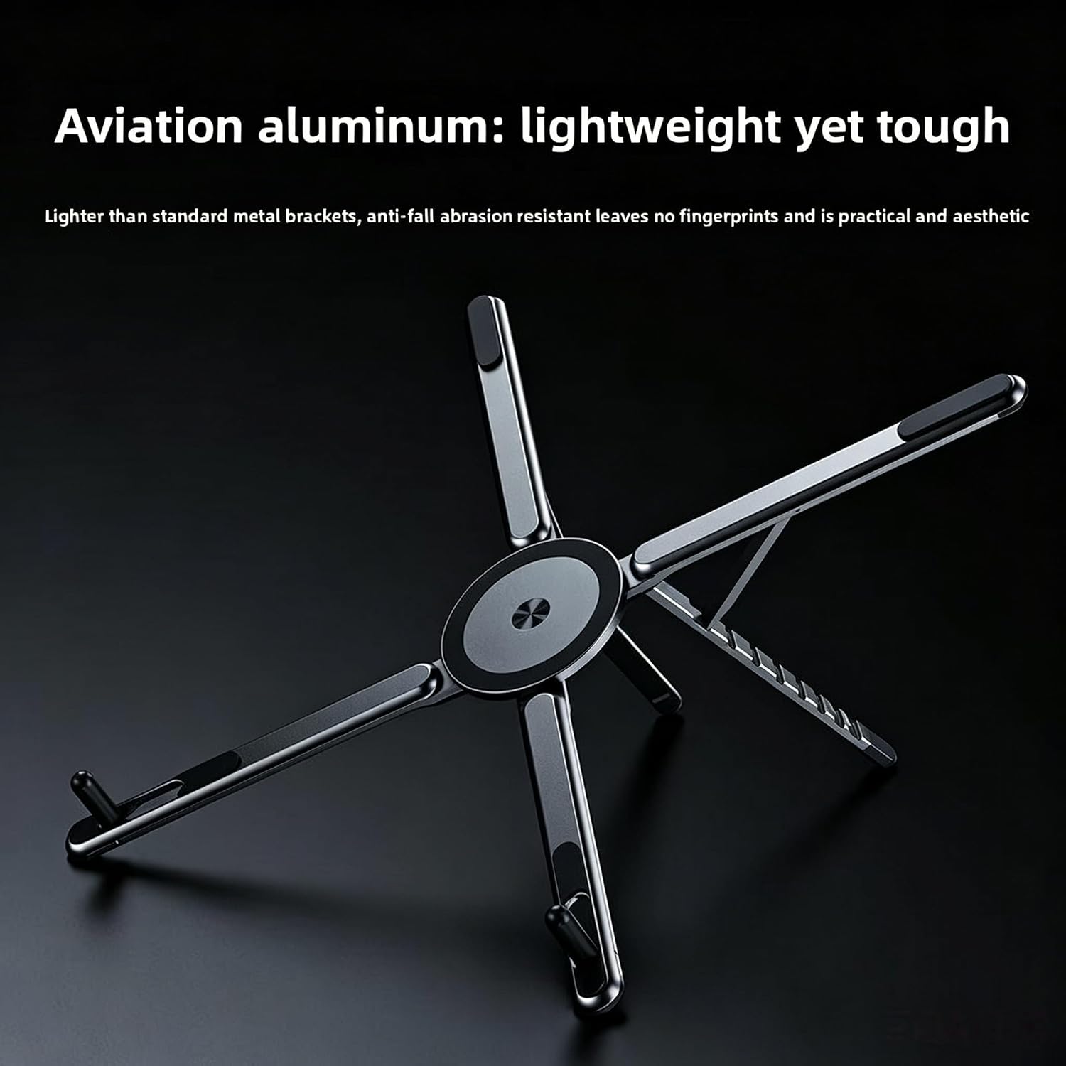 Adjustable Laptop Stand, 3-in-1 Magnetic Foldable Stand for Laptop, Tablet & Phone, Portable Aluminum Laptop Riser with Multi-Angle Support for Desk, Home & Travel (Grey) - الصورة 2