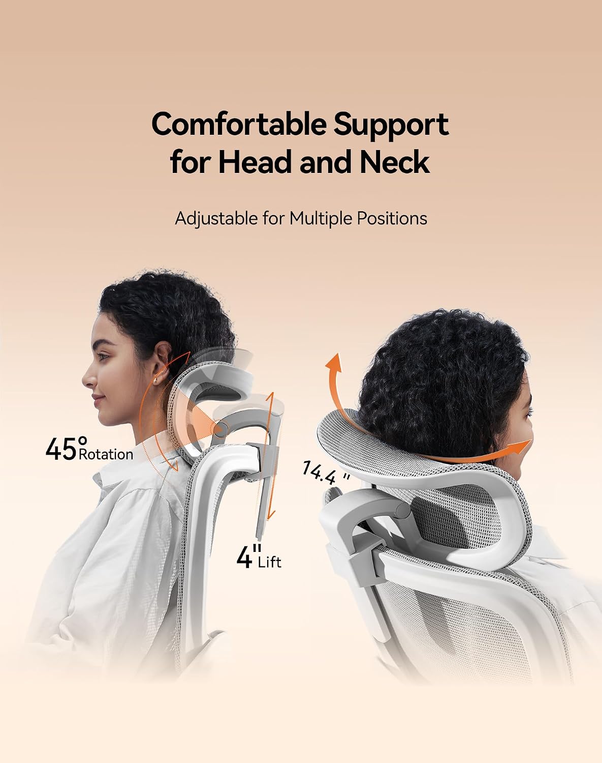 SIHOO B100 Office Chair, Comfy Ergonomic Office Chair, High Back Computer Chair with Adaptive Lumbar Support & Wide Headrest, Flip-up Armrests, Swivel Desk Chair for Long Hours,White - الصورة 8