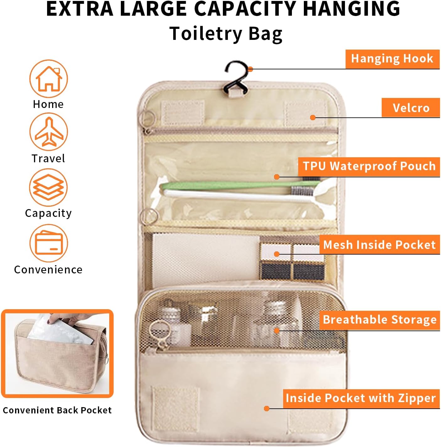 Yoawllty 8pcs Packing Cubes,Travel Organizer for Suitcases,Travel Essentials Bag Organizers for Carry on,Luggage Organizer Bags Set for Travel Accessories(Beige) - الصورة 6