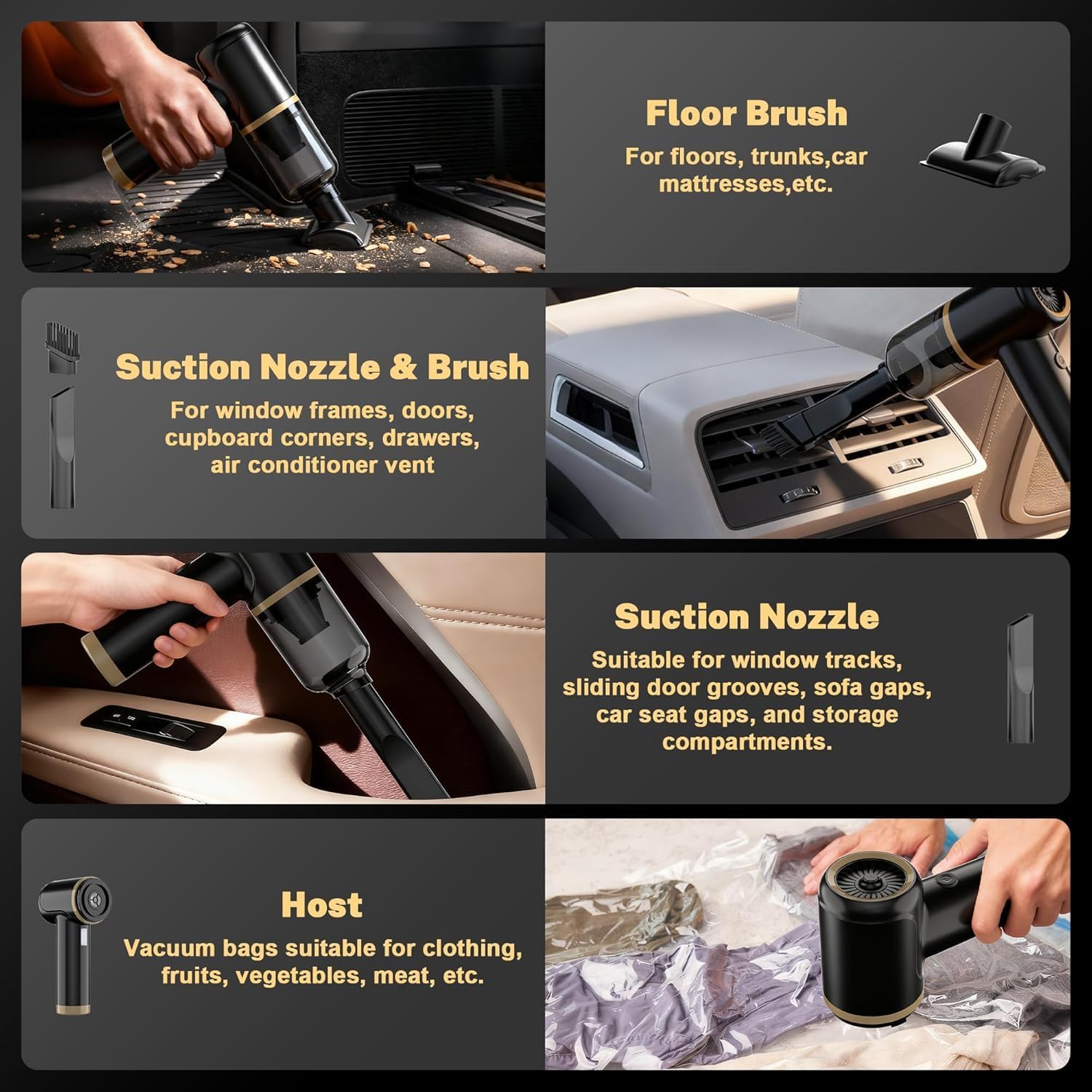 Cozylady Cordless Car Vacuum Cleaner, 30000PA High Power Handheld Vacuum, 4-in-1 Mini Vacuum & Air Duster Blower for Car, Home, Keyboard, Pet Hair - الصورة 7