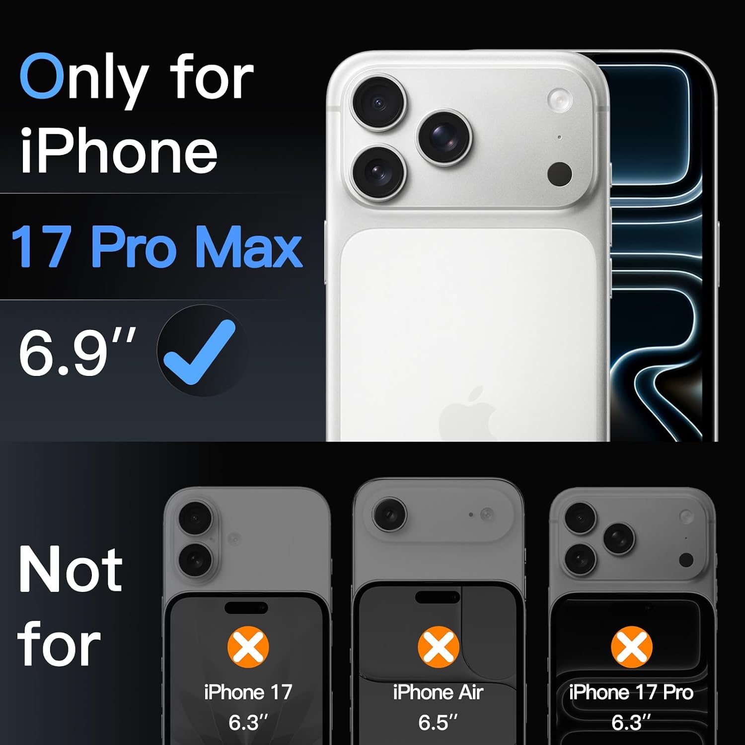 JETech Screen Protector for iPhone 17 Pro Max, 3-Pack - الصورة 2